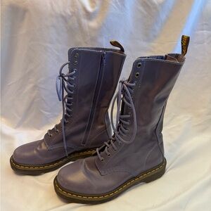 Dr. Martens Lavender Lace-Up Side-Zip Combat Boots